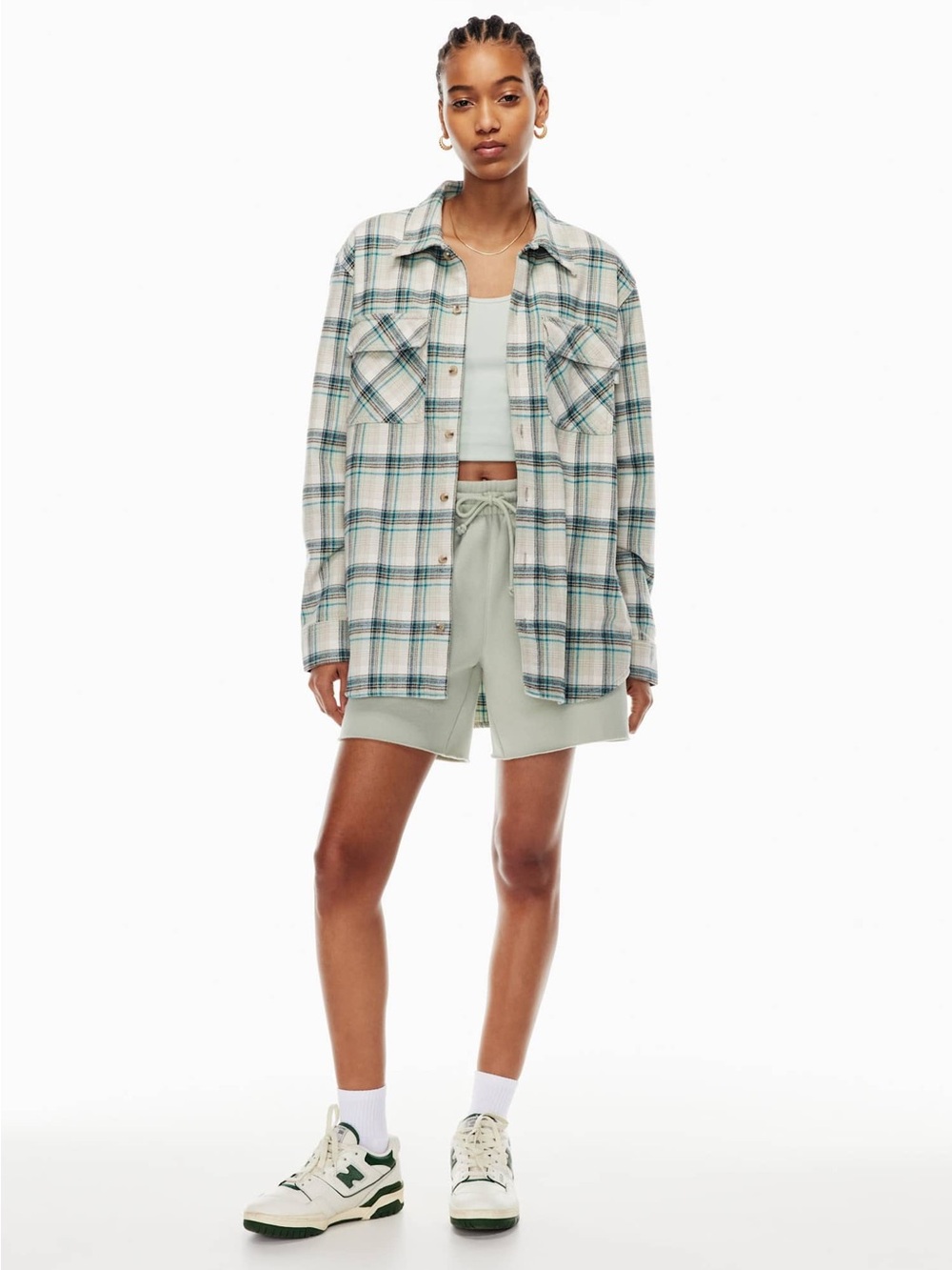 Aritzia TNA Plaid Oversized Boyfriend Button-Up